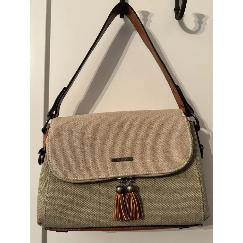 Simply Noelle Crossbody Hand Bag Purse Tan Zipper Front Pocket Old Money Preppy - Picture 11 of 14